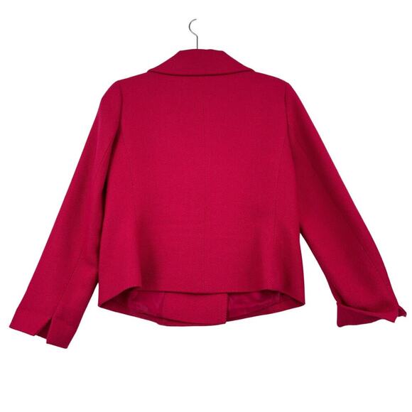 Talbots Moto Blazer Jacket Size 10 Magenta Pink Wool Blend Tweed Texture Lined - Picture 8 of 11
